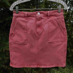 Loft Reddish-Pink Stretch Denim Skirt